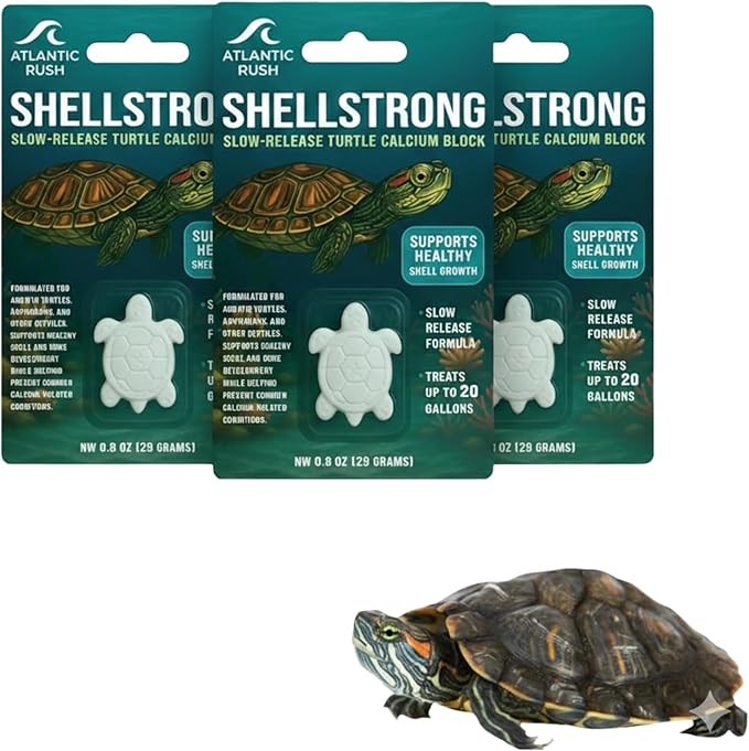 Shellstrong Premium Calcium Block for Aquatic Turtle - Slow Release Water Tank Conditioner - Cuttlebone for Aquarium - Turtle Tank Accessories - 20 Gallon Aquatic Treatment (3 Calcium Blocks)
