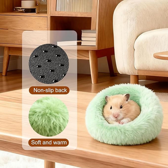 2-Pack Guinea Pig Carrier and Burrowing Bed, Portable Small Animal Cage with Clear Window, Plush and Fluffy Hideaway Pet Bed for Piggies, Hamster