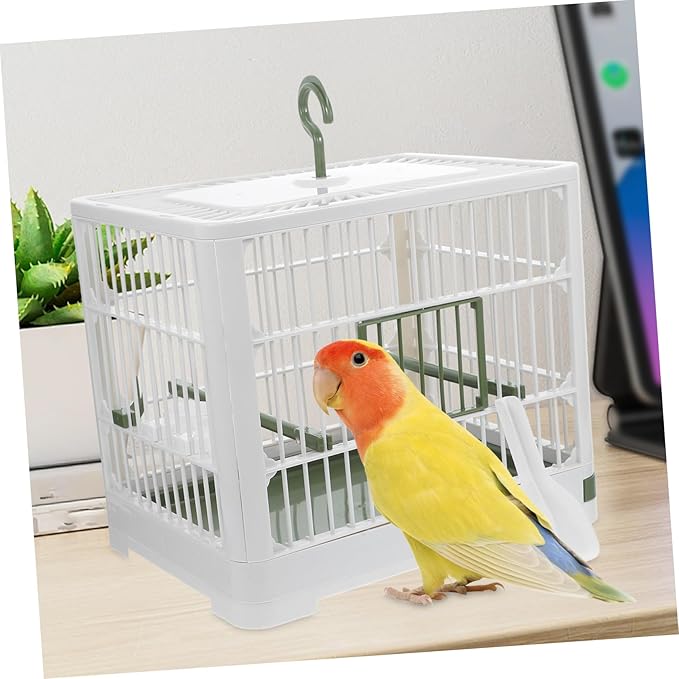 POPETPOP Foldable Bird Travel Cage with Stand Portable Bird Carrier for Parrots Parakeets Easy to Clean and Transport Design for Outdoor Use
