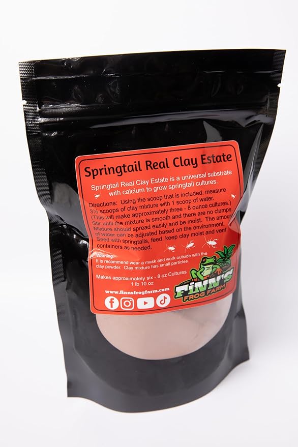 Finn's Frog Farm Springtail Real Clay Estate - Produces Huge Polulations of Long Lasting Springtail Cultures to Keep Your Bioactive Enviroment Thriving