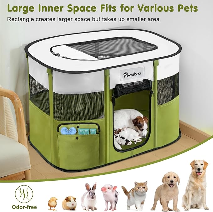 Dog Playpen, Portable Pet Playpen Cat PlayPens, 600D Oxford Dog Kennel Tent Crate, Waterproof&Breathable, Indoor Outdoor Travel Camping Use for Medium/Large Breed with Carrying Case+Folding Bowl(L)