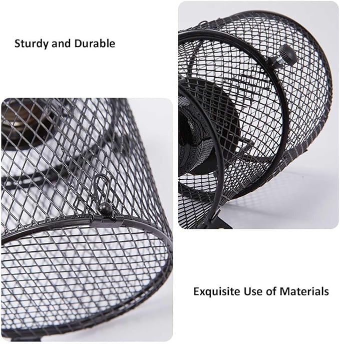 Reptile Heat Lamp Holder with Anti-hot Bracket, Pet Heat Lamp Lampshade Holder Heating Light Bulbs Holder Heating Lamp Shade with Switch for Pet Amphibian Snake Lizard Turtle Birds Chick，US Plug