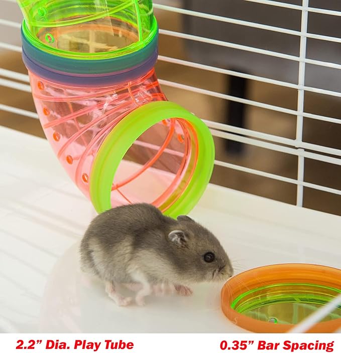 Extra Large Multi-Levels Easy Setup Deluxe Dwarf Hamster Mansion Mouse Habitat Gerbil House Full Set of Accessories for Mice Rat with Crossover Tube Tunnel Expandable and Customizable