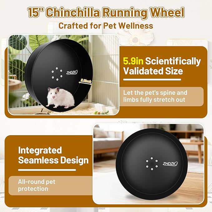 𝐔𝐩𝐠𝐫𝐚𝐝𝐞 15" Silent Chinchilla Running Wheel, Aluminum Alloy Exercise Wheel, Quiet Ball Bearing, Suitable for Chinchillas, Hamsters, Hedgehogs, Syrian Hamsters and Other Small Pets