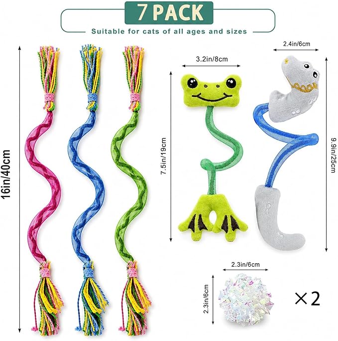 Interactive Catnip Toys for Indoor Cats, Cat Chew Rope Toy for Teeth Cleaning, Cat Crinkle Balls for Kitten Training and Play, Cat Toys Set for All Breeds 7Pack - Image 5