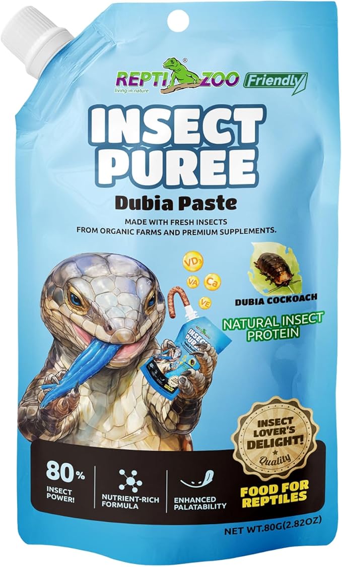Crested Gecko Food Insect Puree, Dubia Paste Reptile Food Made with Fresh Insects 2.82oz