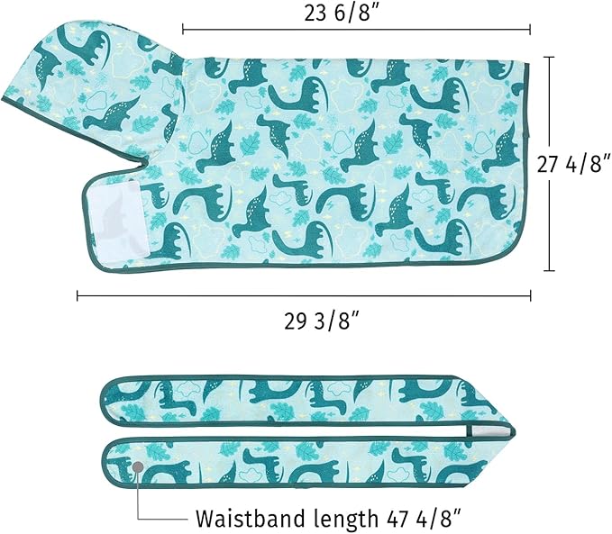 HDE Dog Bathrobe Super Absorbent Quick Drying Puppy Towel Wrap Coat Adjustable After Bath Robes with Hood for Dog Sizes S-XXL Dinosaurs L