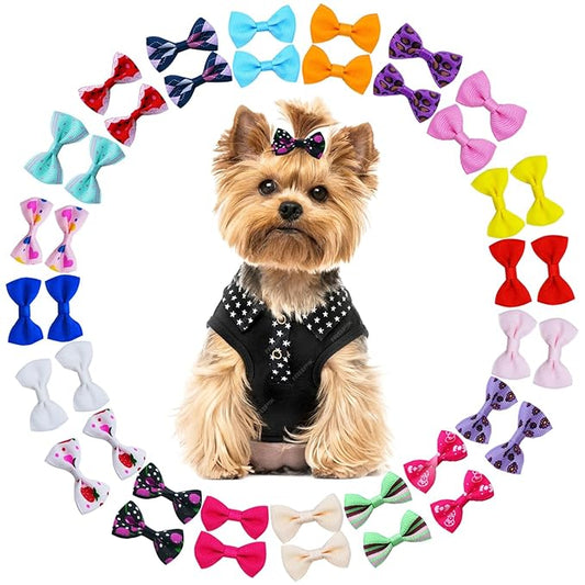 Dog Hair Bows with Clips 2Inch Girl Small Dog Apparel Accessories for Pet Puppy Cat Kitten Rabbit Hair Bows Clips 40PCS