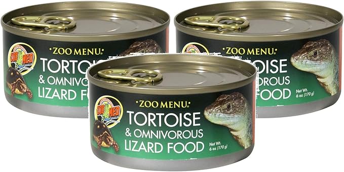Zoo Med 3 Pack of Zoo Menu Canned Tortoise and Omnivorous Lizard Food, 6 Ounces Per Can