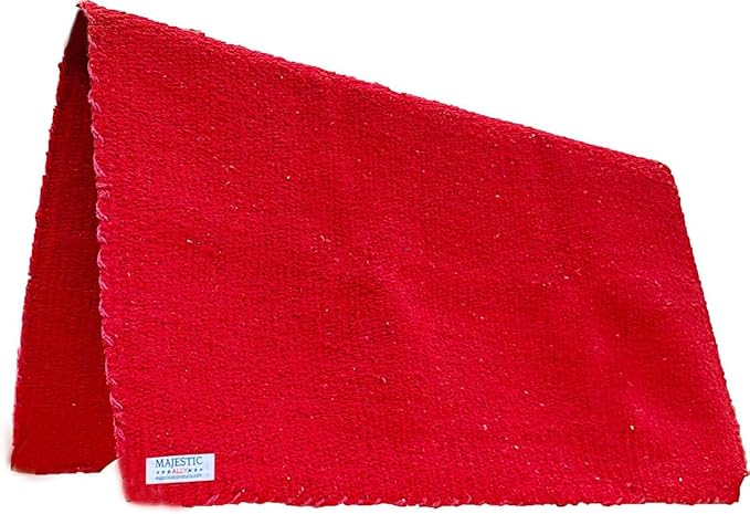 Majestic Ally Solid Color 34"x 36" Traditional Acrylic Saddle Blanket with Hemline Edges-3.7 lbs (Red)
