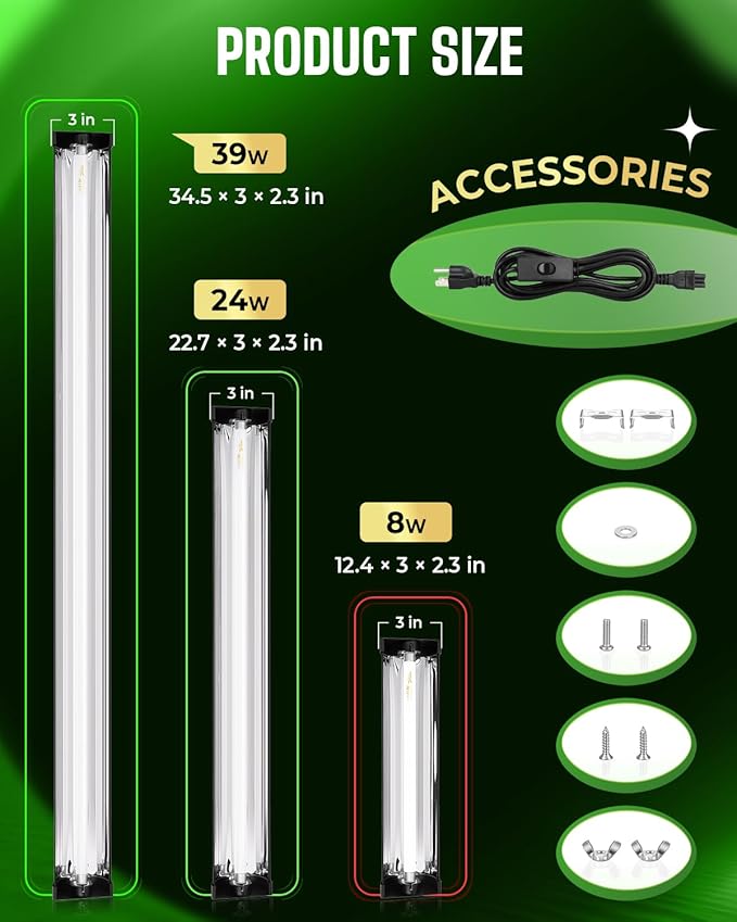 T5 UVB Reptile Light Fixture Upgrade Burn-proof HO UVB Bulb Lighting Combo Kit 10.0 UVB Light for Reptiles Terrarium Fluorescent 8W Reptile Light Bar UVA UVB Desert Lamp for Bearded Dragon Turtle Tank