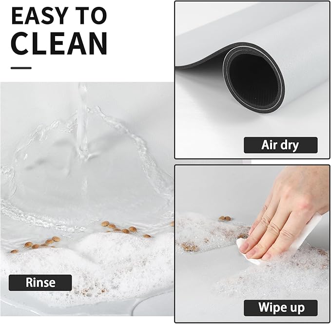 HotLive Dog Food Mat - Absorbent Cat Mat for Food and Water, No Stains Pet Feeding Bowl Mat, Easy to Clean Pet Placemats, Quick Dry Dog Water Dispenser Mat for Messy Drinkers | Paw Light Grey 18"x 28"