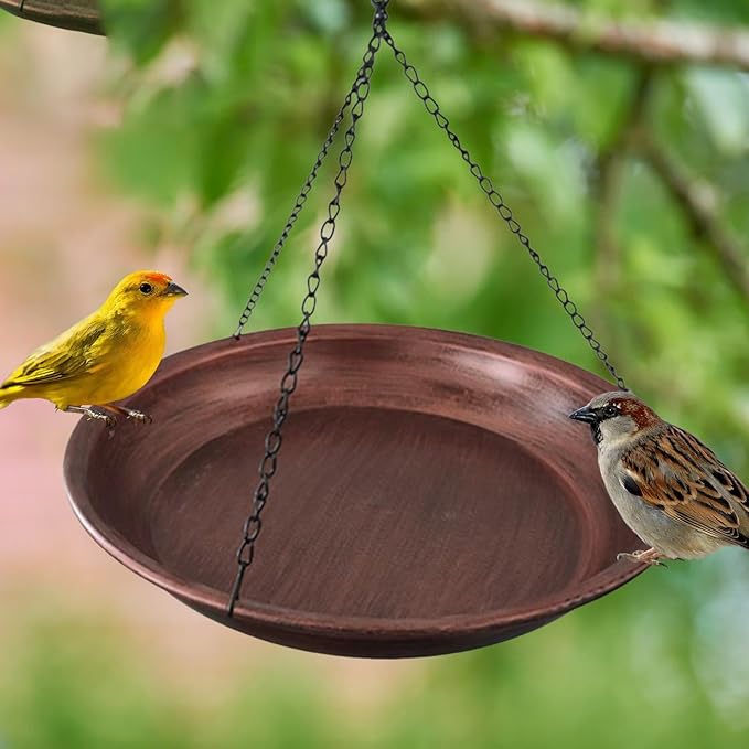 Hanging Bird Feeder Hanging Bird Bath Multipurpose Waterer with Hook Food Bowl Feeding Plate for Yard Garden Decoration Lawn