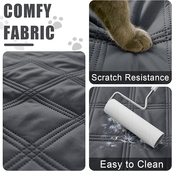Smiry Waterproof Dog Bed Cover Blanket 40x70, Soft Reversible Pet Blanket, Washable Leakproof Cats Dogs Couch Cover for Sofa, Couch, Furniture, Dark Grey/Dark Grey