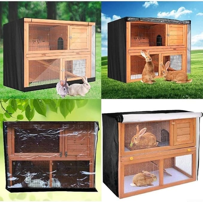 210D Oxford Cloth Double-Layer Pet Cages Cover, Weatherproof and Breathable Protection for 4ft Rabbit Hutch, Black 48 x 20 x 41in(black)