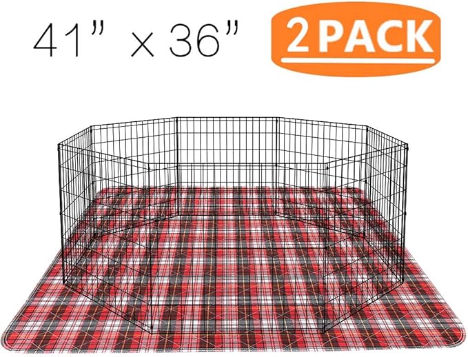 KOOLTAIL Washable Pee Pads for Dogs - Waterproof & Non-Slip Plaid Puppy Potty Training Pads, Reusable Whelping Pads, Dog Food Feeding Mat, 36"x41"