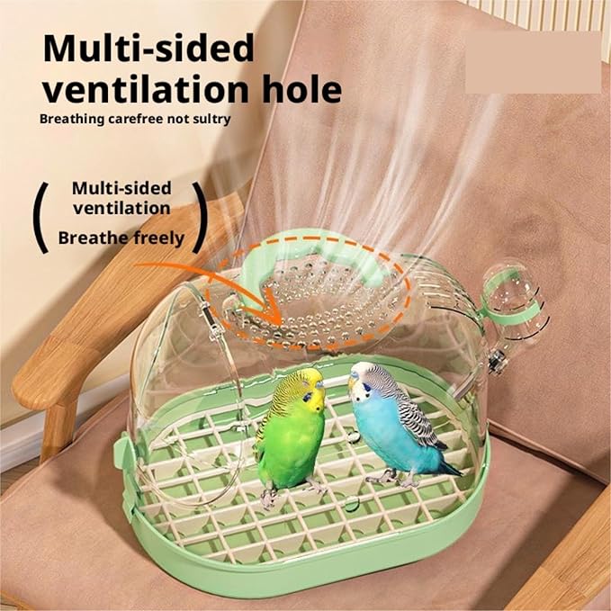 Bird Cage Parrot Cage Bird Travel Carrier Outgoing Cage with Handle for Cockatiels Flight Birdcage(Green)