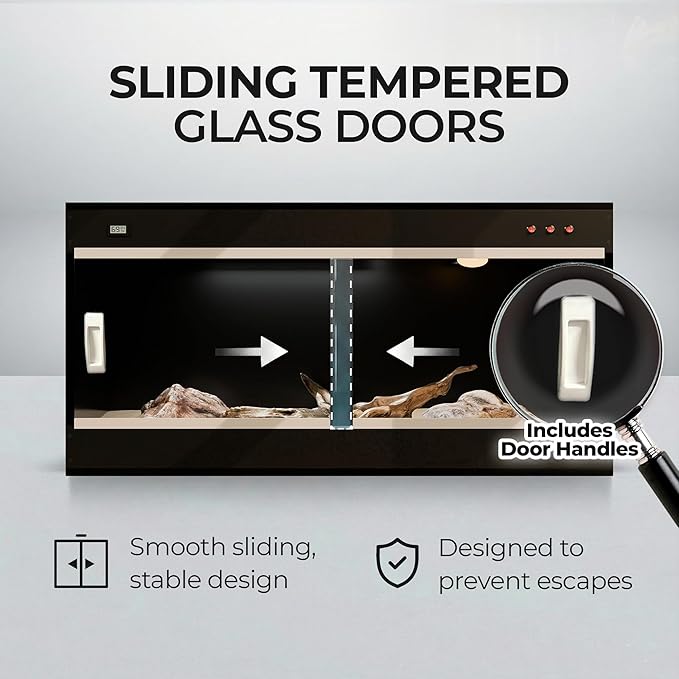 120 Gallon Bearded Dragon Tank - 4x2x2 ft Reptile Enclosure with Sliding Glass Doors and Ventilation 48x24x24 Inch Terrarium for Bearded Dragon, Leopard Gecko, Snakes, Lizards, Tortoise, and Reptiles