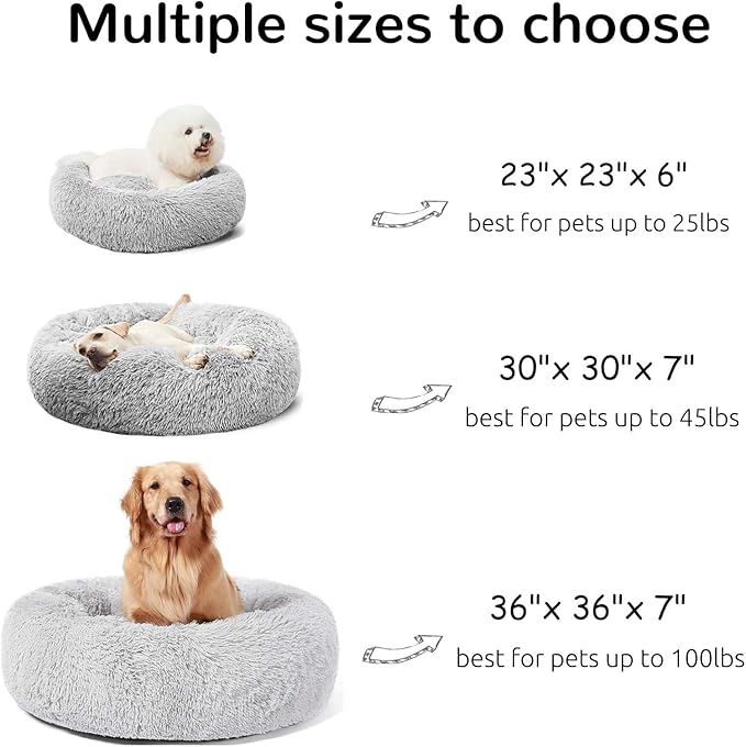 HACHIKITTY Calming Donut Cuddler Dog Bed, Indoor Puppy Beds for Large Dogs, XLarge 36''