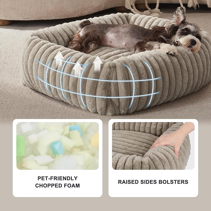 FURTIME Dog Bed for Small Dogs, Washable Orthopedic Dog Bed with Removable Cover, Rectangle Soft Calming Sleeping Puppy Bed Durable Pet Cuddler with Anti-Slip Bottom