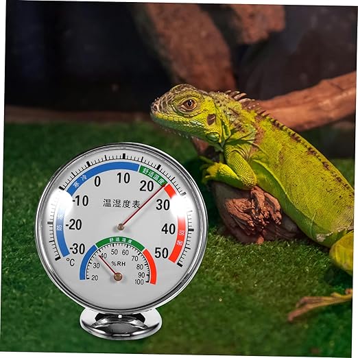 Reptile Temperature and Humidity Gauge Dual Dial Hygrometer for Terrarium Easy Read Color-Coded Display for Bearded Dragons Lizards and Other Reptiles