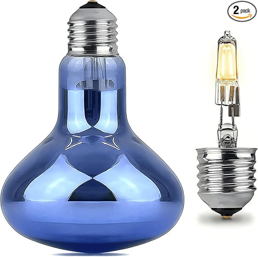 72W Halogen Heat Lamp for Reptiles - Professional Daylight Intense Basking Bulb, IR-A Deep Heat & Simulated Natural Sunlight, 2 Pack for Bearded Dragon, Turtle, Lizard, Snake, Gecko & Chicken