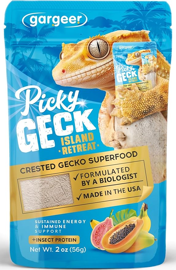 Gargeer 'Picky Geck' Island Retreat - Premium Crested Gecko Food | Sustained Energy & Immune Boost with Premium Tropical Fruit Blend | No Fillers, No Rice Bran - Only Premium Ingredients | 2oz