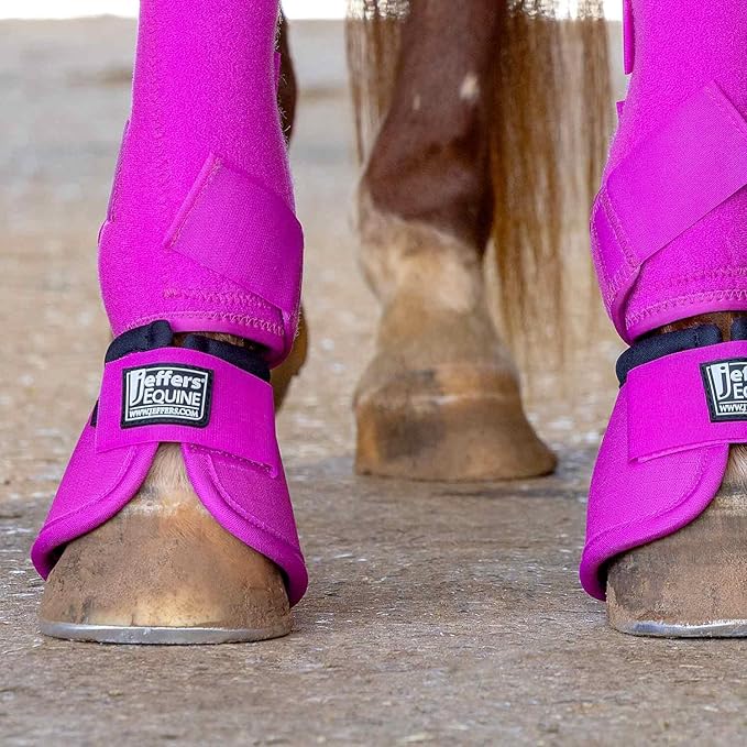 Jeffers Equine No Turn Bell Boots for Horses - Pink, Medium | Shock Absorbing Hoof Protection | Secure Double Hook & Loop Closure, Perfect for Travel, Turnout, Training, & Riding - 1 Pair