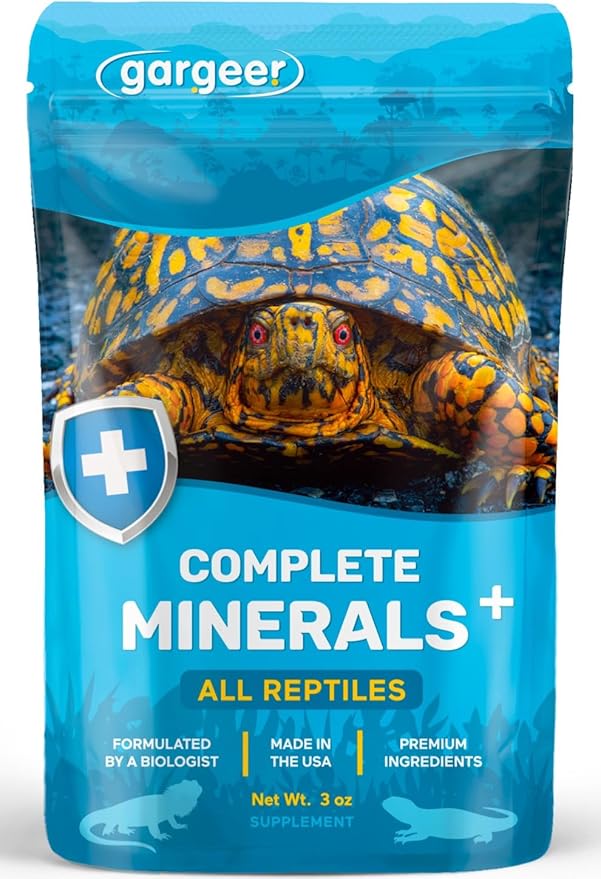 Gargeer 'Complete Minerals Plus' Supplement for All Reptiles | Supports Strong Bones, Shell, Skin, Muscle Function, Metabolism & Clay Minerals Boost | Lizards, Turtles & Tortoises | 3oz | Made in USA