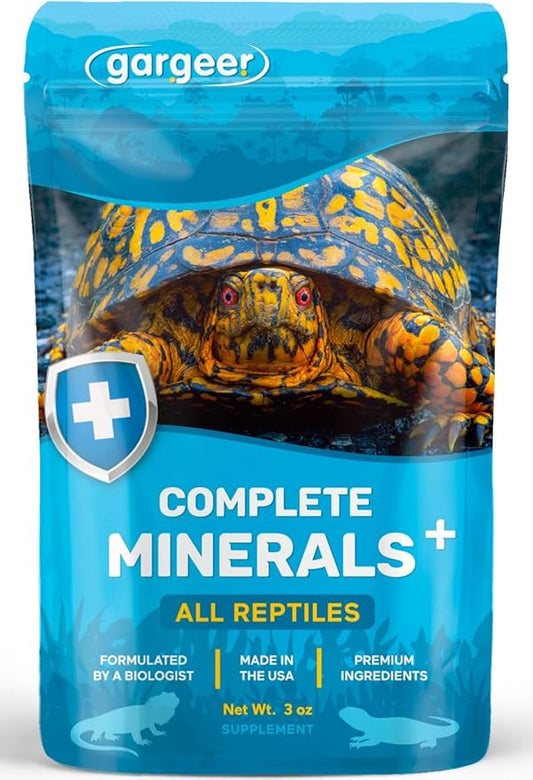 Gargeer 'Complete Minerals Plus' Supplement for All Reptiles | Supports Strong Bones, Shell, Skin, Muscle Function, Metabolism & Clay Minerals Boost | Lizards, Turtles & Tortoises | 3oz | Made in USA