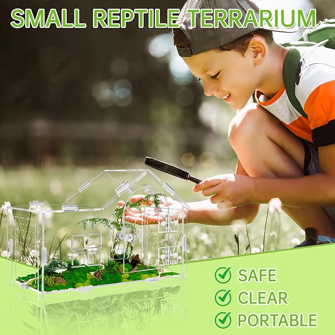 Acrylic Jumping Spider Enclosure, Jumping Spider Terrarium, Versatile Reptile Enclosure for Tarantula, Gecko, Hermit Crab Tank