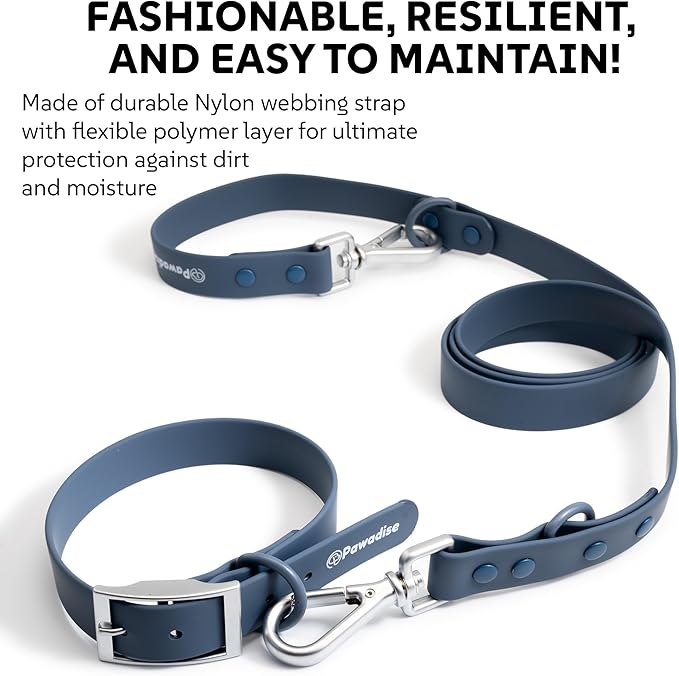 Dog Harness, Collar & Leash Set, Adjustable No Pull Harness with 3 Leash Clips, Waterproof Matching Collar & Leash, Breathable Comfort (Blue, Medium)