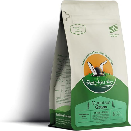 Rabbit Hole Hay - Ultra Premium Mountain Grass for Small Pets - 12 oz - Fresh & Hand-Sorted