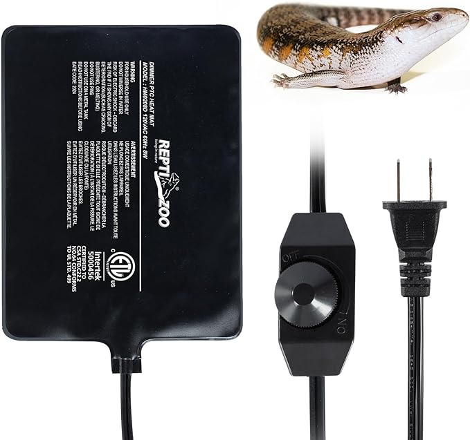 REPTI ZOO 6" X 8" Reptile Heat Pad Fast Heating Pad with Adjust Knob 8W Reptile Heat Mat for Turtles/Hermit Crabs/Bearded Dragons/Leopard Geckos/Snakes/Lizards, and Seed Germination