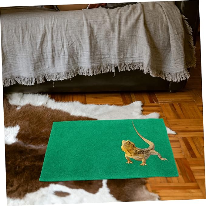BESPORTBLE 2pcs Wear-Resistant Reptile Carpet Mat Absorbent Tortoise Bedding for Snakes Lizards and Amphibians Durable Easy to Clean for Terrariums Green