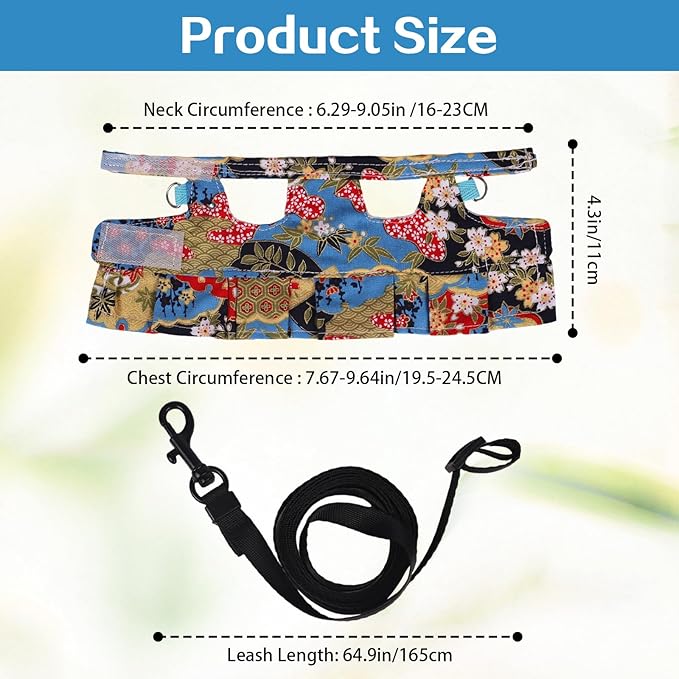 Bearded Dragon Harness and Leash Skirts Set Adjustable Reptile Lizard Leash Rope Dresses Clothes Starter Kit Accessories for Small Animal Outdoor Walking Training (Color)