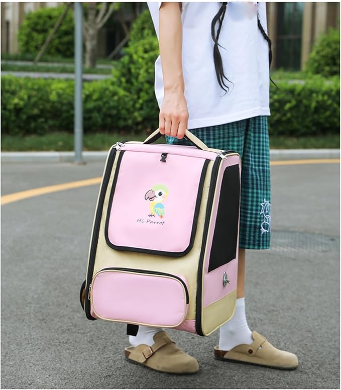 Comfortable Bird Transport Backpack for Outdoor Adventures Including Removable Tray and Feeding Cup Fashionable Bird Carrier