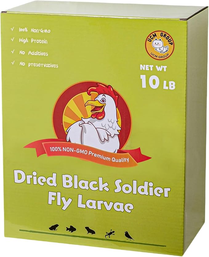 UCM Group 10LB Dried Black Soldier Fly Larvae for Chicken, Poultry, Wild Birds,100% Natural Non-GMO, No Additives, Treat, More Calcium Chicken Treats Than Mealworms