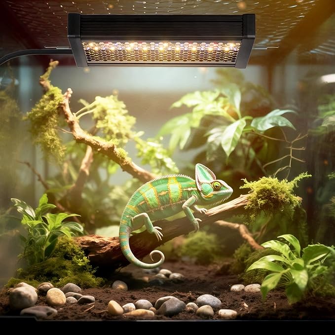 HNRLOY Reptile UVB LED Light Full Spectrum,18W UVA/UVB LED Reptile Light for Bearded Dragons,Chameleons, Turtles,Lizards,Geckos,Snakes, Adjustable Timer, Dimmable Reptile Lamp with 3 Lighting Modes