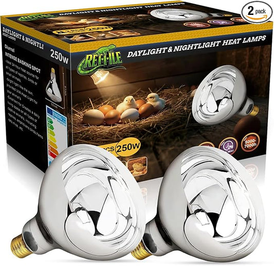 250W Heat Lamp Clear Infrared Bulbs, Flood Light Heat Lamp Bulb for Food Service, Brooder Bulb, Chicks, Pet, Bathroom, Light Therapy Use, Glass, 2 Pack