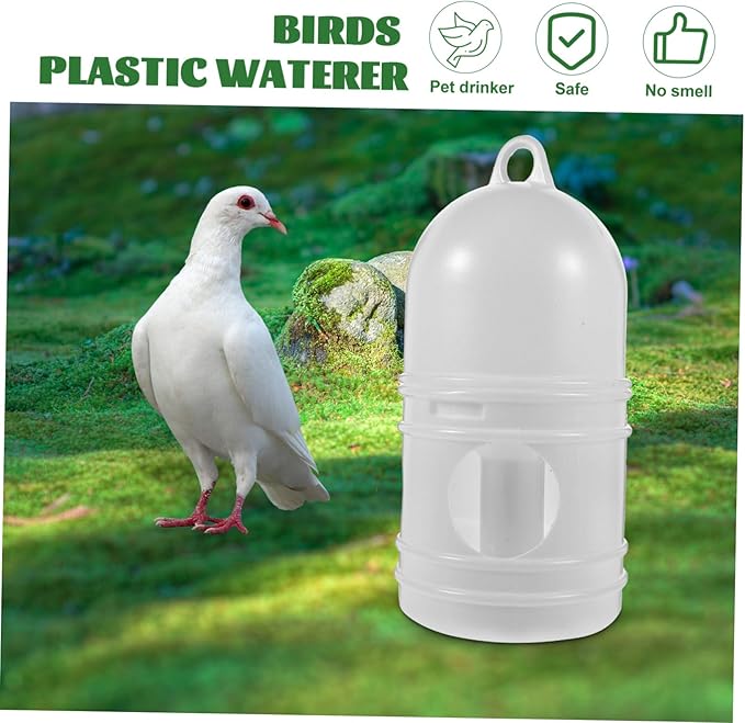Pigeon Drinking Water Maker 2Pcs - Large Capacity Plastic Water Feeder for Birds Automatic Pigeon Waterer Dispenser for Cage White