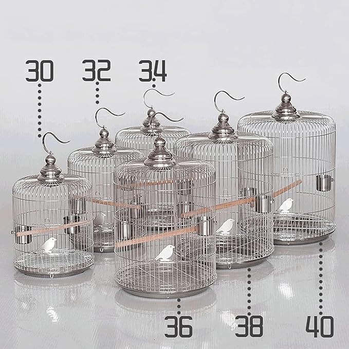 Bird Cage Round Bird Aviary Stainless Steel Tall Tiel Cage Parrot Cage Flight Birdcag Bird Carrier Portable Travel Carrier Cage(26)