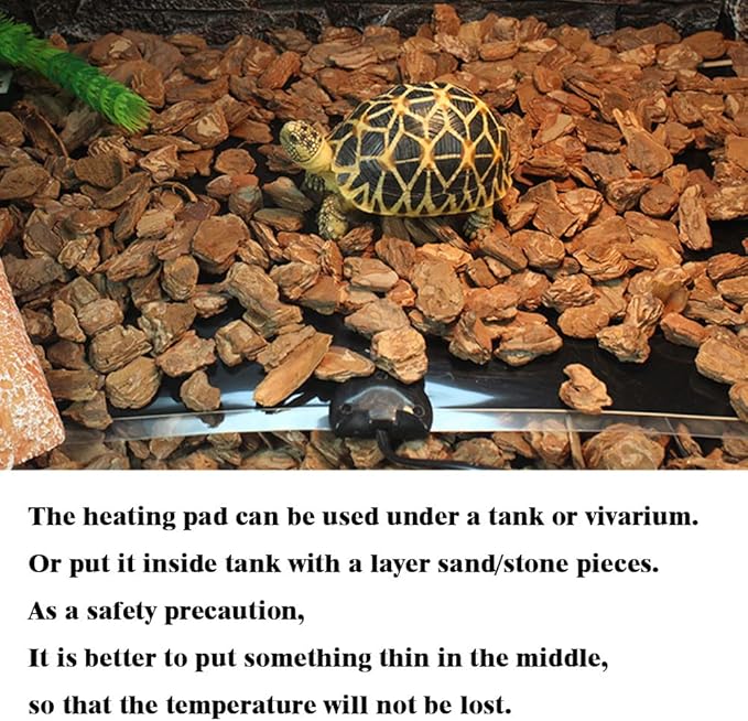 5W Reptile Heating Mat 5.9 Inch *5.5 Inch 110v -- Reptile Heat Pad with Temperature Adjustment, Terrarium Heat Mats, Safety Reptile Heat Mat for Turtle, Tortoise, Snakes, Lizard, Gecko Hermit Crab