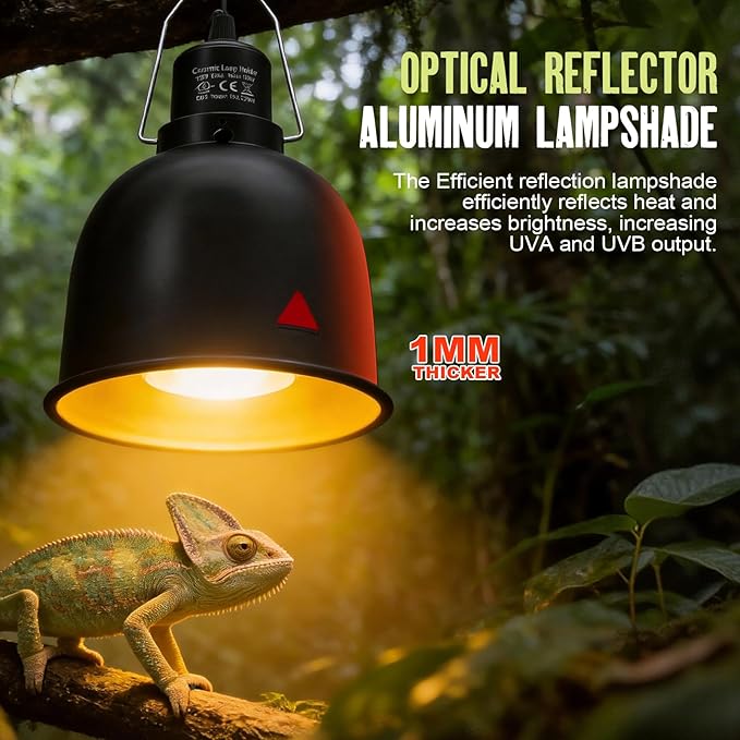 2-Pack Reptile Light Fixture 5.5in Deep Dome Reptile Lamp Fixture Heat Lamp Fixture for Heat/UVA/UVB Bulb Basking Lamp Max 100W for Reptile Habitat