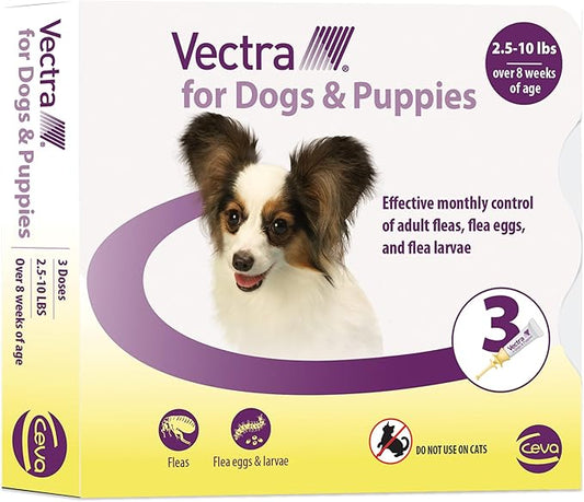 Vectra® for Dogs & Puppies Flea Treatment & Prevention for Extra Small Dogs (2.5 – 10 lbs.) 3-Month Supply