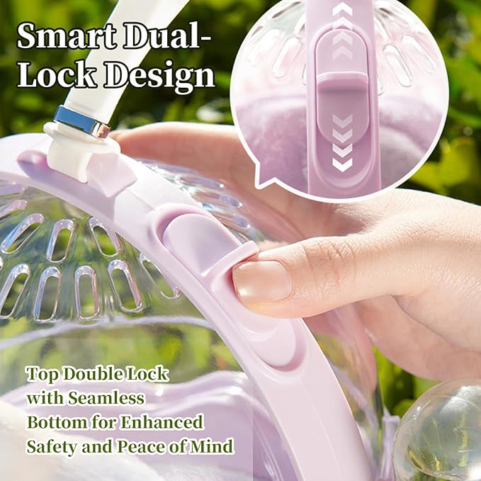 MANON ROSA Bird Carrier Cage with Water Bottle, Portable Travel Carry Case for Small Pets: Lovebird, Budgie, Parakeet, Cockatiel, Conures (Purple)