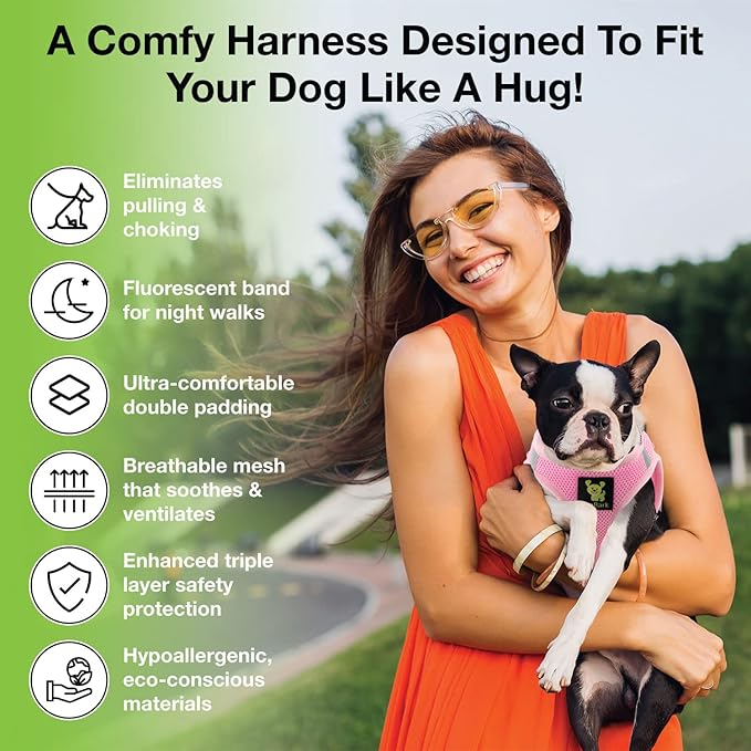 EcoBark Step in Dog Harness Reflective Soft Ultra Padded Mesh Dog Harnesses for XXS, XS, Small, and Medium Dogs Eco-Friendly Comfort Secure Halter No Pull Adjustable Pet Vest