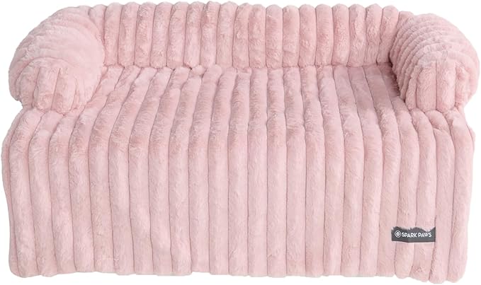 Spark Paws Luxury Dog Couch Cover Bed, Calming Pet Furniture Protector for Large & Small Dogs, Washable Bolster Dog Bed for Couch, Sofa & Bed - Pink, XL