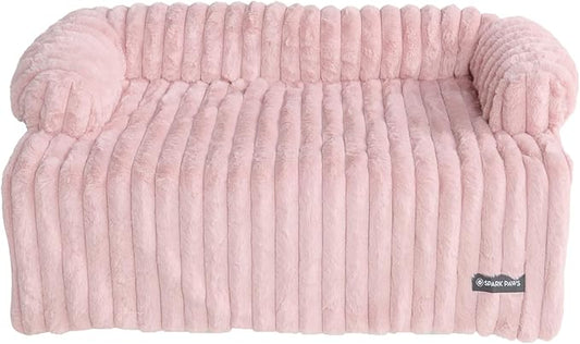 Spark Paws Luxury Dog Couch Cover Bed, Calming Pet Furniture Protector for Large & Small Dogs, Washable Bolster Dog Bed for Couch, Sofa & Bed - Pink, 2XL