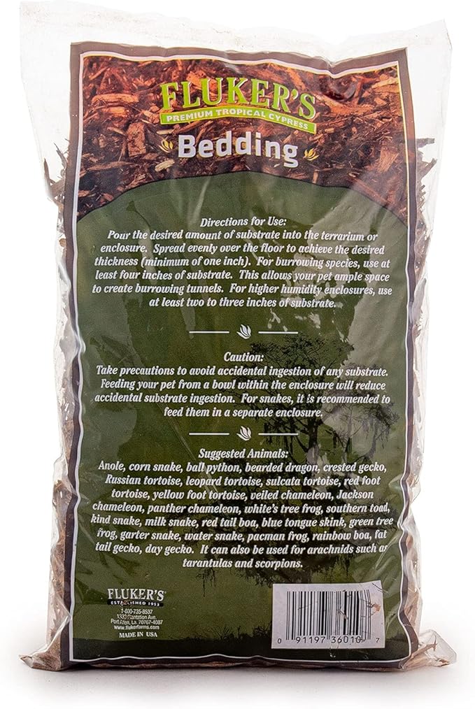 Fluker's Premium Tropical Cypress Bedding for Reptiles, 5 QT (Pack of 4)
